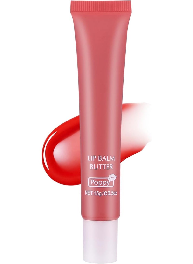 2-in-1 Silky Lip er Balm  Lip Gloss, Hydration with Shea  Olive Oil Blend, Non-Sticky Moisture for Chapped Lips, Natural Ingredients (Poppy) - Image 1