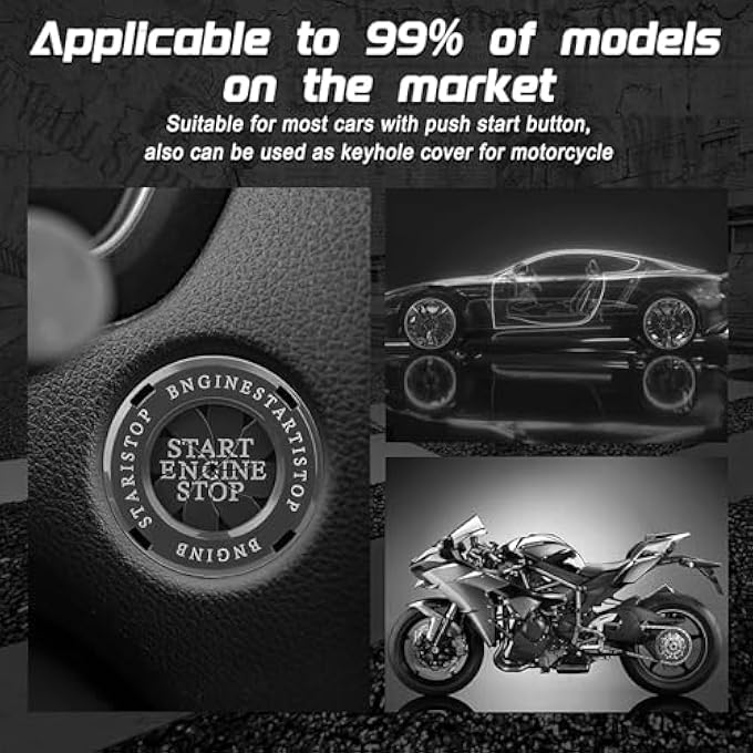 بوليفياز غطاء زر تشغيل السيارة بضغطة واحدة، مضاد للخدش، غطاء حماية عالمي لزر التشغيل بمفتاح واحد، غطاء مفتاح تشغيل الدراجة النارية، غطاء زر تشغيل المحرك وإيقافه، غطاء دوران - Image 2