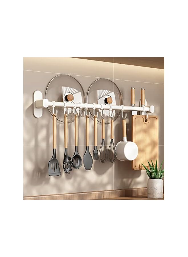 IAF Knife Holder Space Aluminum Knife Rack for Wall with Double Storage Bar Knife Strip Kitchen Holder with 6 Hooks (50CM) - Image 2
