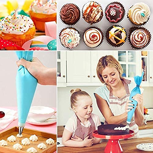 12 Piece Cake Decorating Nozzle Set and 3 Pcs Set Plastic Dough Bench Scraper Cake Cutter Chopper and 8 pcs Measuring Cup MultiColor  - Image 3