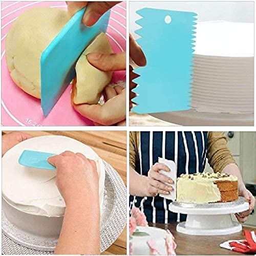 12 Piece Cake Decorating Nozzle Set and 3 Pcs Set Plastic Dough Bench Scraper Cake Cutter Chopper and 8 pcs Measuring Cup MultiColor  - Image 4