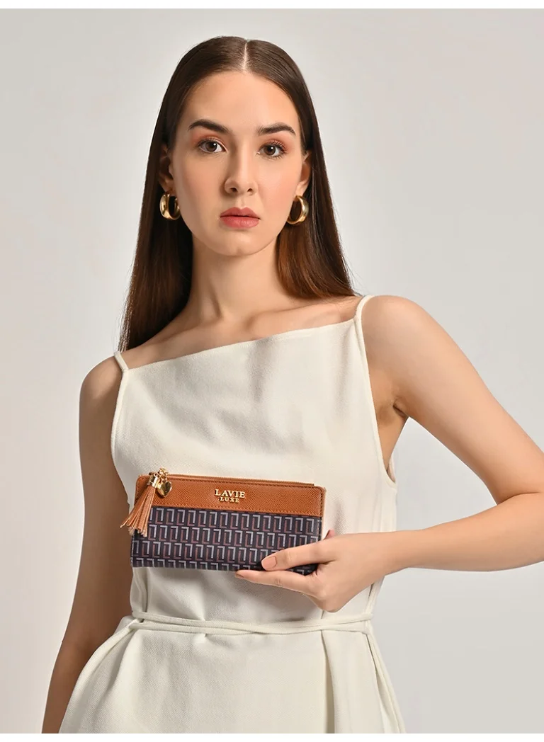 Lavie Luxe Mono Safain25 Women's Bifold Zip Wallet (Navy)