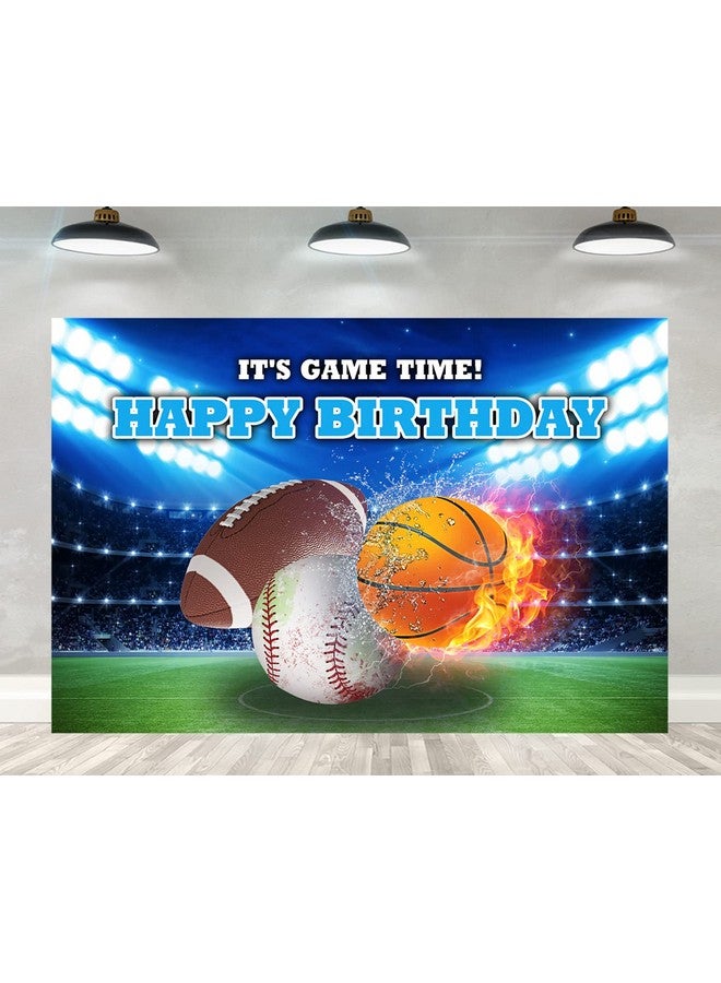 Ticuenicoa 5×3Ft Sports Birthday Backdrop Boys Football Basketball Baseball Kids Birthday Background It'S Game Time Kids Sports Theme Birthday Party Banner Wall Decorations Props - Image 1