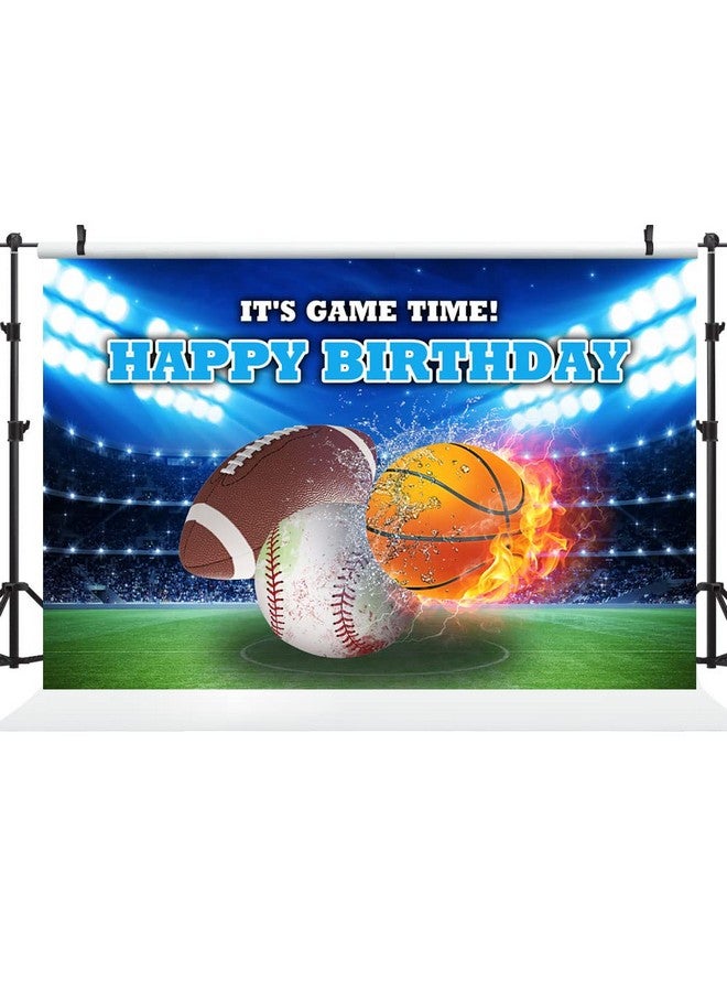 Ticuenicoa 5×3Ft Sports Birthday Backdrop Boys Football Basketball Baseball Kids Birthday Background It'S Game Time Kids Sports Theme Birthday Party Banner Wall Decorations Props - Image 2