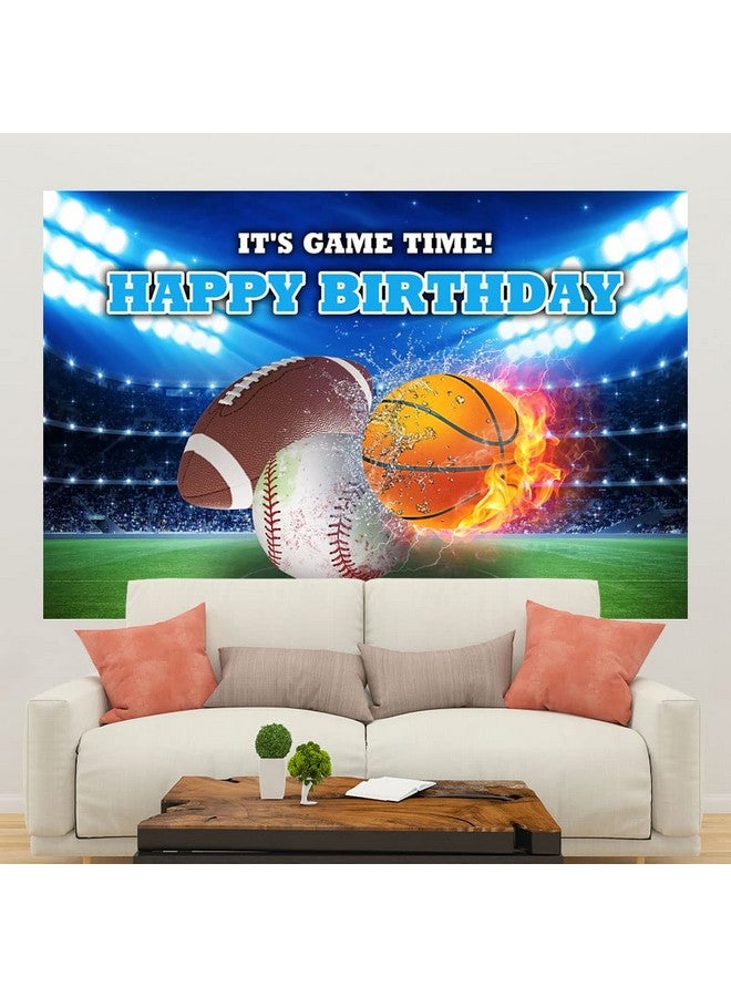 Ticuenicoa 5×3Ft Sports Birthday Backdrop Boys Football Basketball Baseball Kids Birthday Background It'S Game Time Kids Sports Theme Birthday Party Banner Wall Decorations Props - Image 5