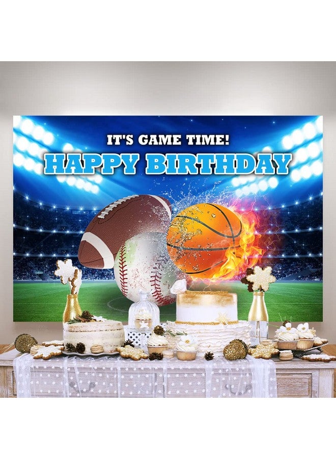 Ticuenicoa 5×3Ft Sports Birthday Backdrop Boys Football Basketball Baseball Kids Birthday Background It'S Game Time Kids Sports Theme Birthday Party Banner Wall Decorations Props - Image 4