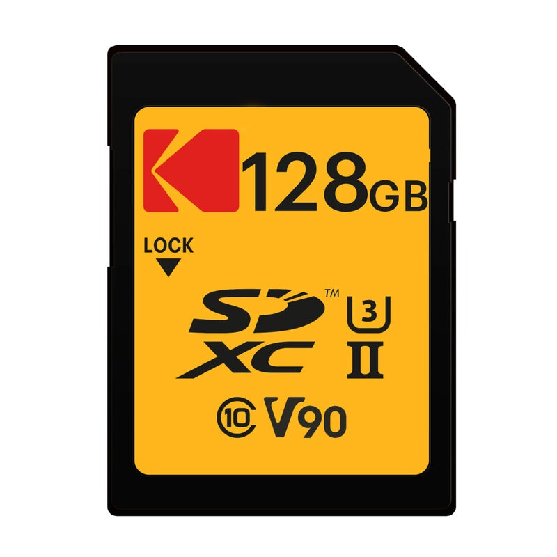 Kodak Kodak 128GB UHS-II U3 V90 Ultra Pro SDXC Memory Card - Up to 3000MB/s Read Speed and 270MB/s Write Speed  - Image 1