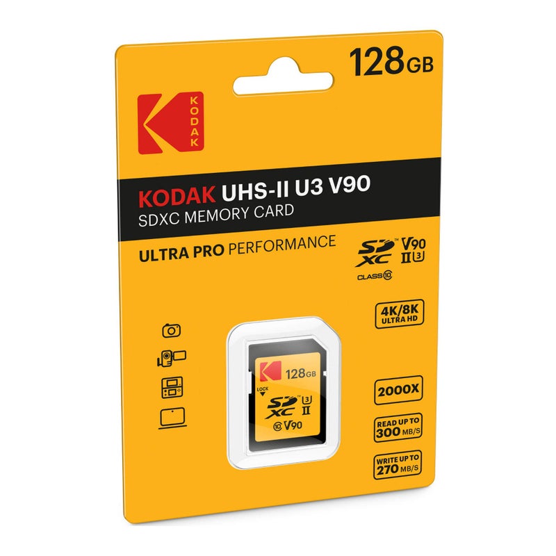 Kodak Kodak 128GB UHS-II U3 V90 Ultra Pro SDXC Memory Card - Up to 3000MB/s Read Speed and 270MB/s Write Speed  - Image 2