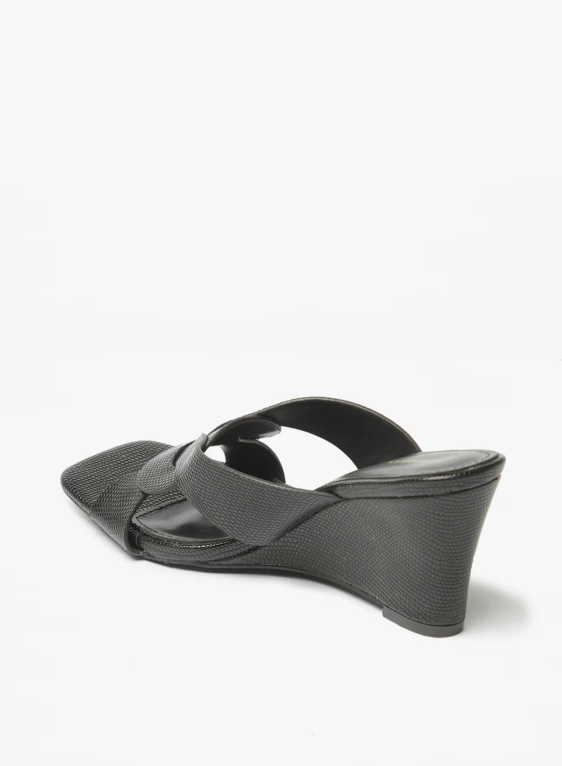 Flora Bella By Shoexpress Womens Textured Slip-On Cross Strap Sandals with Wedge Heels