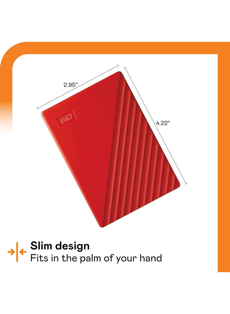 WD 6 TB My Passport Portable Hdd Usb 3.0 With Software For Device Management, USB Type C Backup And Password Protection - Red - Works With Pc, Xbox And PS4 WDBR9S0060BRD-WESN 6 TB - Image 3