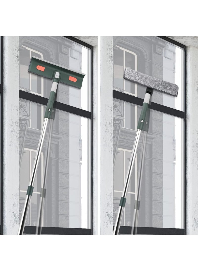 Zikra Window Squeegee with Scrubber, with Extendable 4 Section Stainless Steel Pole and 4 Microfiber Pads, for Glass, Shower, Floor, Outdoor High Window Cleaning - Image 3