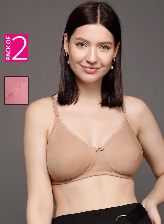 كلوفيا Pack of 2 - Multi-Color Non-Padded Regular Bra