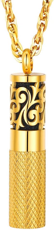 PROSTEEL Diffuser Necklace Men Jewelry Essential Oil Perfume Bottle Round 18K Gold Plated Aromatherapy Necklaces for Women