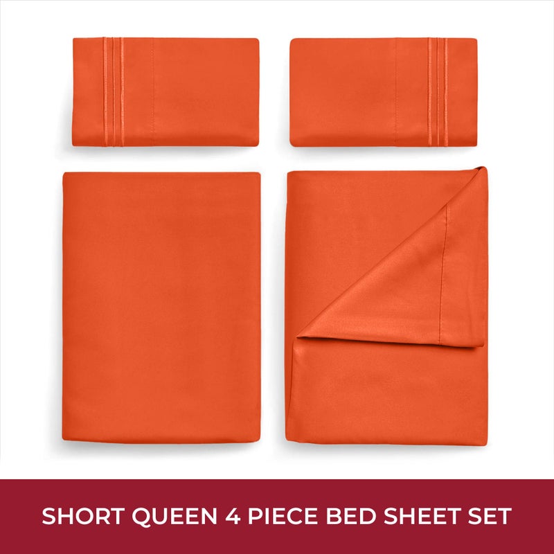 mellanni Mellanni RV Short Queen Sheets - 4 PC Iconic Collection Bedding Sheets & Pillowcases - Hotel Luxury  Extra Soft  Cooling Bed Sheets - Deep Pocket up to 10 inch (RV/Short Queen  Poppy Orange)  - Image 3