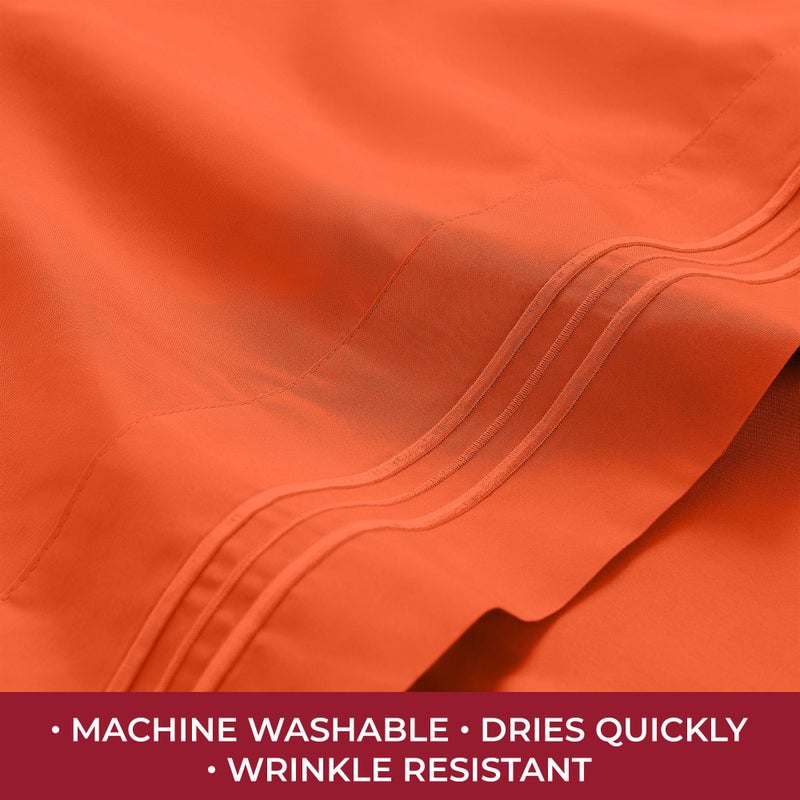 mellanni Mellanni RV Short Queen Sheets - 4 PC Iconic Collection Bedding Sheets & Pillowcases - Hotel Luxury  Extra Soft  Cooling Bed Sheets - Deep Pocket up to 10 inch (RV/Short Queen  Poppy Orange)  - Image 5