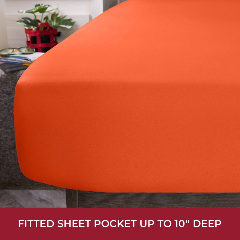 mellanni Mellanni RV Short Queen Sheets - 4 PC Iconic Collection Bedding Sheets & Pillowcases - Hotel Luxury  Extra Soft  Cooling Bed Sheets - Deep Pocket up to 10 inch (RV/Short Queen  Poppy Orange)  - Image 4