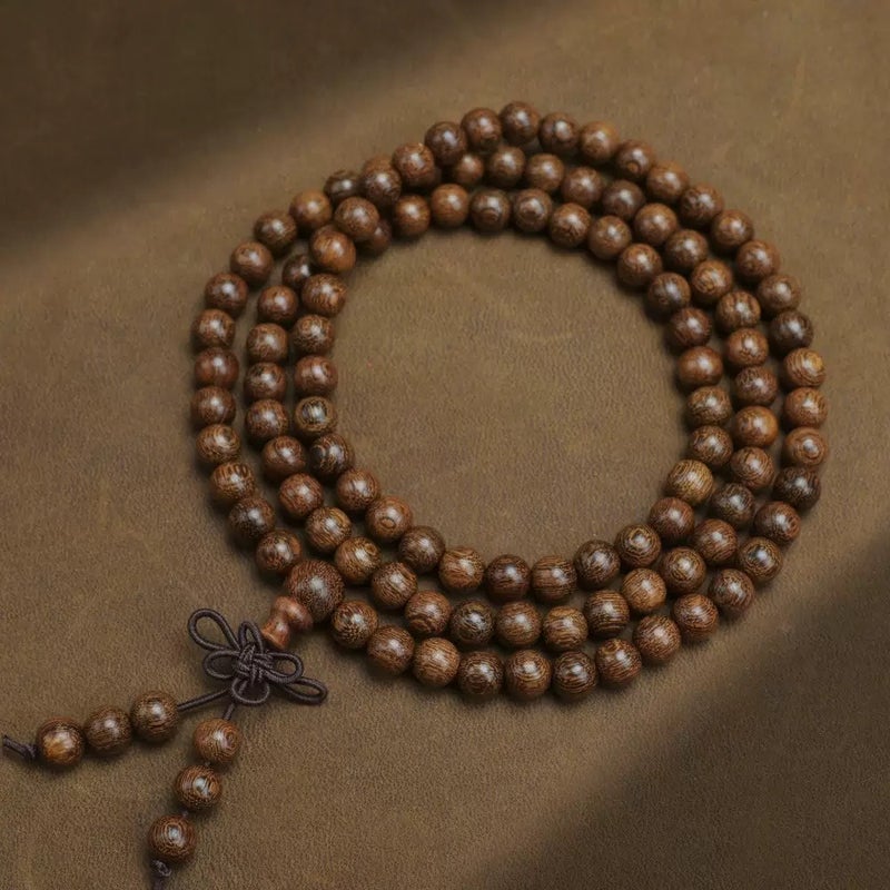 سوار خشب الصندل الذهبي خرز DIY رجعي للجنسين خيط يدوي خرز صلاة للتأمل