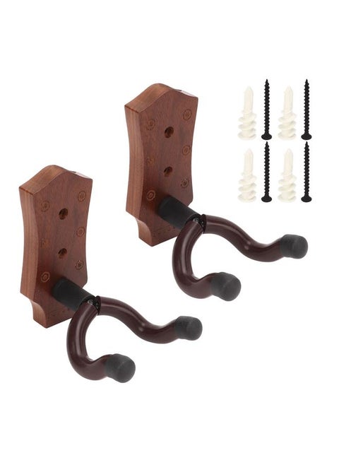 2pcs Guitar Wall Hanger Elegant Black Walnut Guitar Wall Mount for Mandolin Guitar Banjo Ukulele