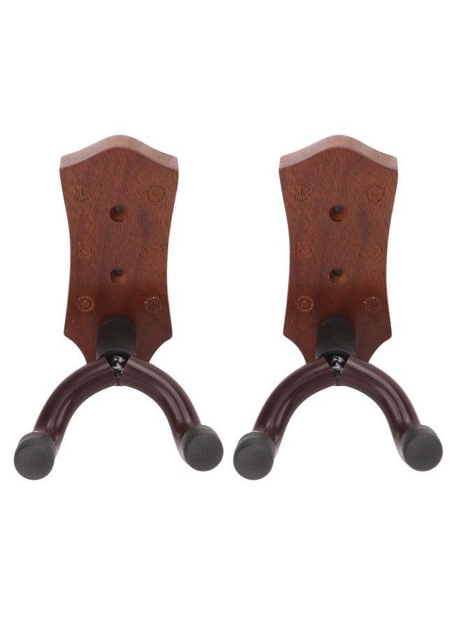 2pcs Guitar Wall Hanger Elegant Black Walnut Guitar Wall Mount for Mandolin Guitar Banjo Ukulele