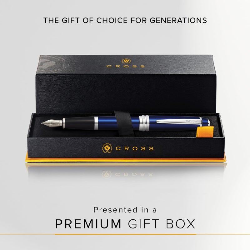 Cross Bailey Refillable Fountain Presented in a Premium Gift Box - Medium Point, Black Ink, Blue - Image 4