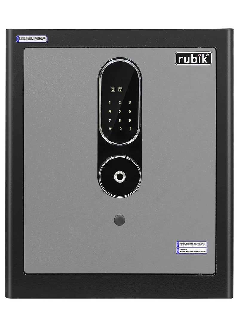 Rubik - Safe Box Biometric Fingerprint, Digital Touch Lock and Key, Large Capacity Suitable for Home Office Business (RB-MGF45, 45x38x32cm) Grey/Black - Image 1
