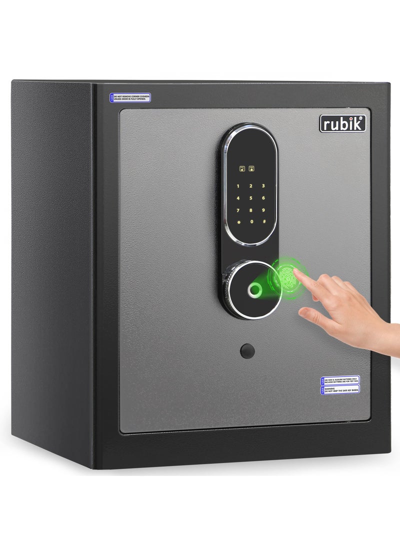 Rubik - Safe Box Biometric Fingerprint, Digital Touch Lock and Key, Large Capacity Suitable for Home Office Business (RB-MGF45, 45x38x32cm) Grey/Black - Image 1
