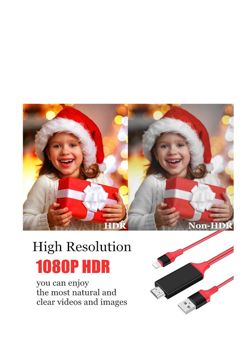 Ntech - NTECH Lightning to HDMI Adapter Cable, 1080P HDTV 4K Digital AV Sync Audio & Video Connectors Cord For iPhone 14/13 Pro Max/XR/XS/8 iPad Pro/Air/Mini/iPod to TV/Projector/Monitor - Image 1