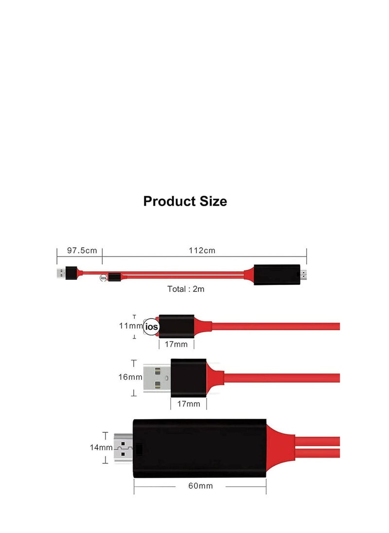 Ntech - NTECH Lightning to HDMI Adapter Cable, 1080P HDTV 4K Digital AV Sync Audio & Video Connectors Cord For iPhone 14/13 Pro Max/XR/XS/8 iPad Pro/Air/Mini/iPod to TV/Projector/Monitor - Image 1