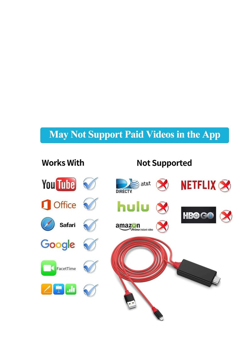 Ntech - NTECH Lightning to HDMI Adapter Cable, 1080P HDTV 4K Digital AV Sync Audio & Video Connectors Cord For iPhone 14/13 Pro Max/XR/XS/8 iPad Pro/Air/Mini/iPod to TV/Projector/Monitor - Image 1