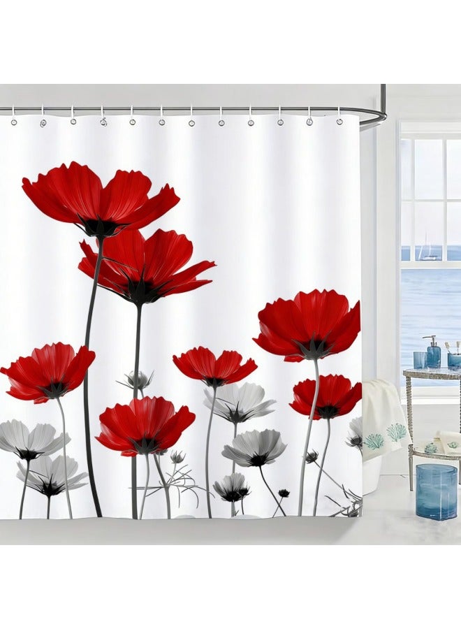 Plaid Waterproof Shower Curtain, Mildew-resistant Bathroom Shower Parion Curtain