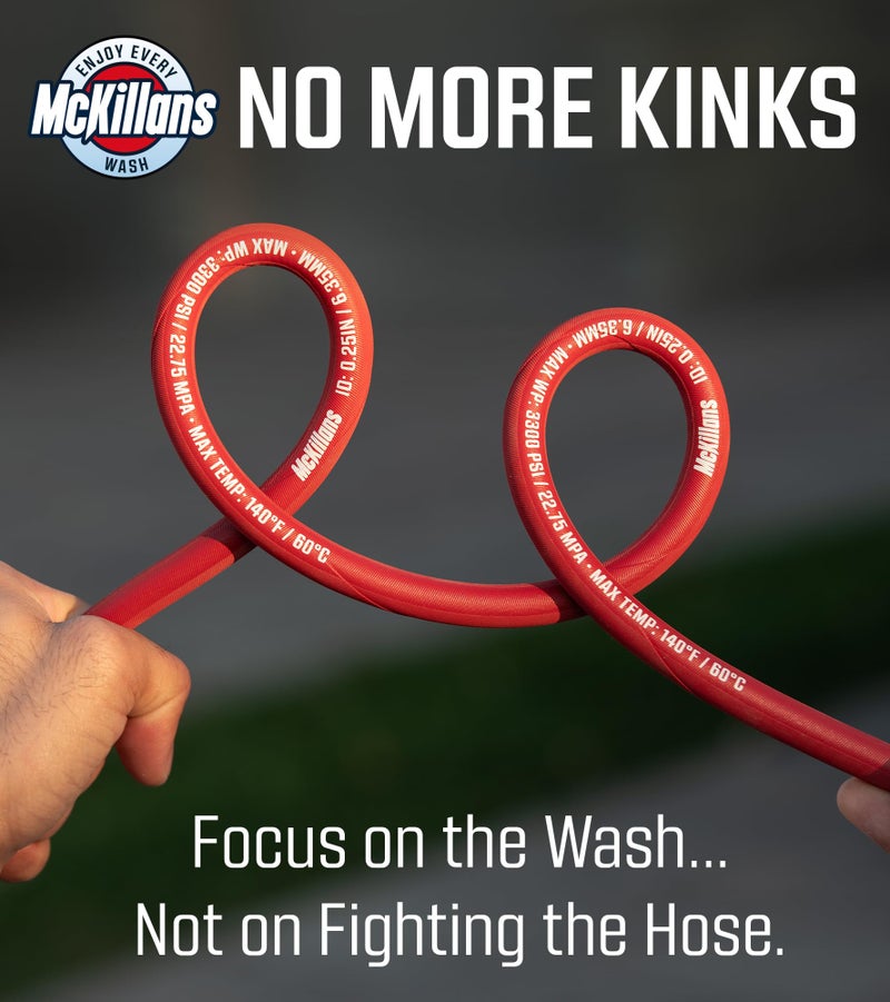 McKillansÂ® Pressure Washer Hose 50 ft - Flexible & Kink-resistant - Steel-Braided & Durable- M22-14mm Stainless Steel Plug - Power Washer Hose - High Pressure 1/4" Inner Diameter - Long 50 ft Reach - Image 2