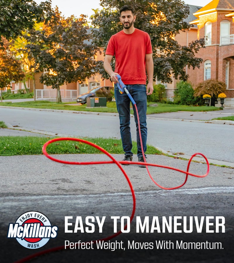 McKillansÂ® Pressure Washer Hose 50 ft - Flexible & Kink-resistant - Steel-Braided & Durable- M22-14mm Stainless Steel Plug - Power Washer Hose - High Pressure 1/4" Inner Diameter - Long 50 ft Reach - Image 4