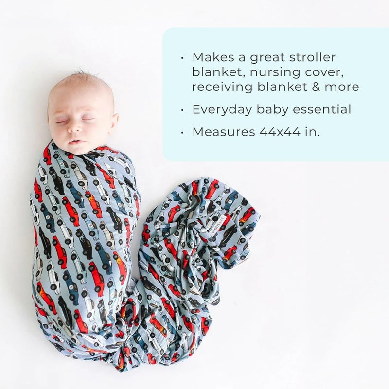 Posh Peanut Unisex Baby Swaddle Blanket - Large Premium Knit Viscose from Bamboo - Infant Swaddle Wrap, Receiving Blanket and Beanie Set, Baby Shower Newborn Gift, Registry - Enzo - Image 4