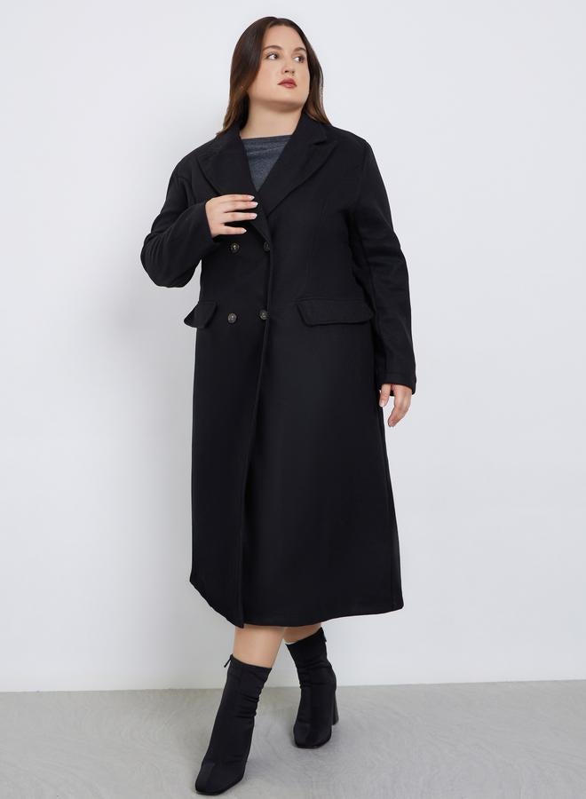 Styli Plus Size Double-Breasted Wool Like Coat - Image 2