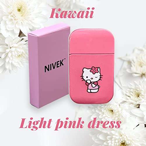 NIVEK Kitty Lighter Pink Flame KT Cat Dress Pink Top Torch Pocket Size Glitter Y2K Refillable Kawaii Windproof Flame Anime with Box - Image 4