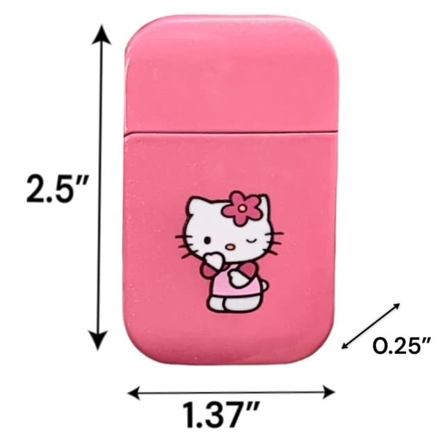 NIVEK Kitty Lighter Pink Flame KT Cat Dress Pink Top Torch Pocket Size Glitter Y2K Refillable Kawaii Windproof Flame Anime with Box - Image 3