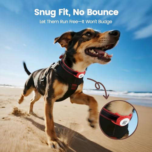PawView for AirTag Dog Collar Holder with QR Code,Scan Alert, Instant Location, Pet Online Profile, Contacts Info, APP Remote Control, for AirTag Accessories (1 Pack, Red) - Image 3