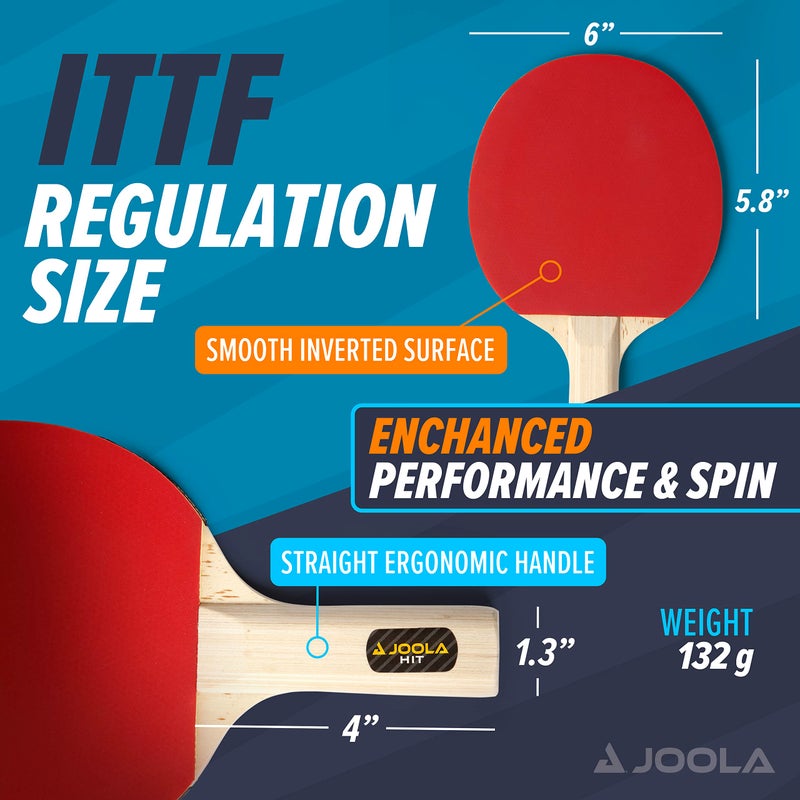 JOOLA مجموعة مضارب تنس الطاولة المتقدمة من JOOLA - 4 مضارب احترافية، 6 كرات تنس طاولة تدريب 3 نجوم، وحقيبة حمل - مستوى البطولة - متوافقة للاستخدام الداخلي والخارجي - Image 4
