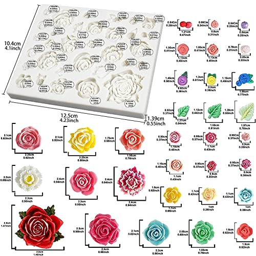 Jubilant 32 Cavity Roses Flower Fondant Candy Silicone Mold for Sugarcraft Cake Decoration, Cupcake Topper, Polymer Clay, Soap Wax Making, Resin Jewelry Casting Crafting Projects - Image 3