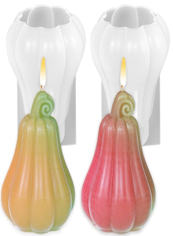 KuuGuu 2 PCS Pumpkin Candle Molds 3D Pumpkin Silicone Mold Fall Halloween Thanksgiving Ornament Mould for DIY Resin Candle Soap Wax Candles Chocolate Cake Fondant Dessert Art Gifts Home Decorating - Image 1