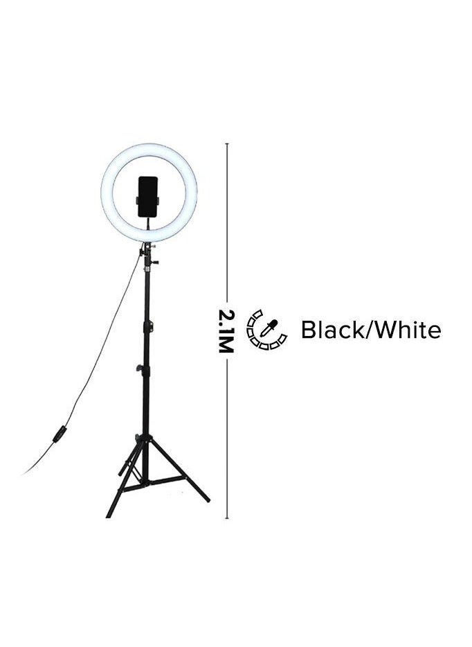 East Lady - LED Photography Ring Light With Tripod Stand Black/White - Image 1