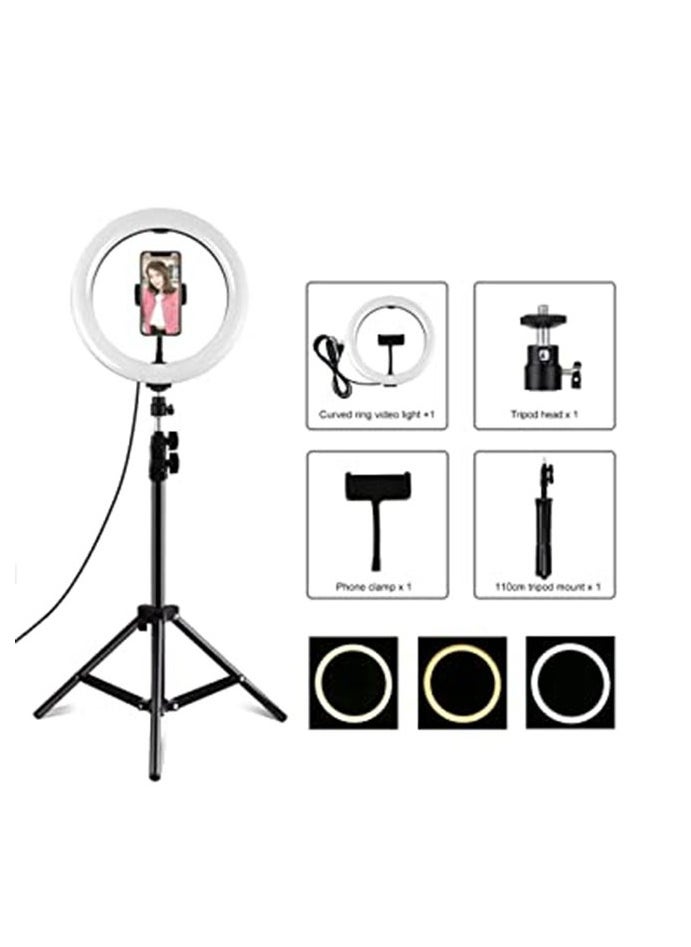 East Lady - LED Photography Ring Light With Tripod Stand Black/White - Image 1