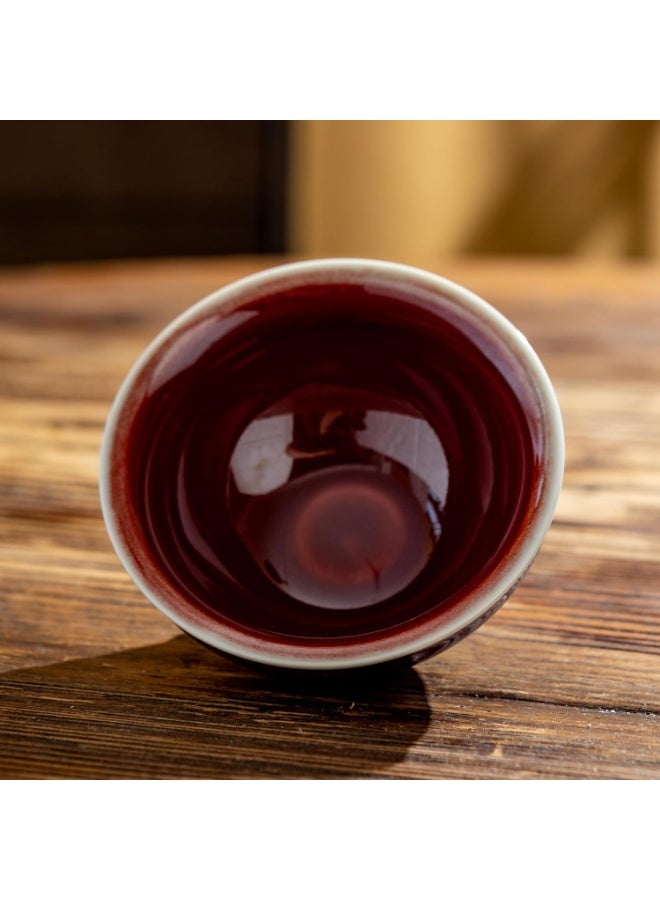 GOLD MANTIS Elegant Lang Kiln Red Ceramic Tea Cup – 3.3 oz High-Temperature Porcelain for All Occasions, Dishwasher & Microwave Safe, Ideal for Green & Black Tea - Image 2