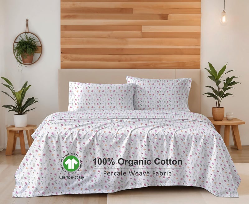 RUVANTI 100% Organic Cotton Sheets Full Size, Percale Weave, GOTS Certified, 4-Piece Set, Deep Pocket 15", Crisp & Breathable, Soft Durable Bedding, SÃ¡banas AlgodÃ³n OrgÃ¡nico â€“ Obsessed Stems - Image 3