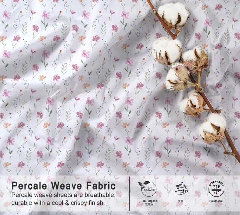RUVANTI 100% Organic Cotton Sheets Full Size, Percale Weave, GOTS Certified, 4-Piece Set, Deep Pocket 15", Crisp & Breathable, Soft Durable Bedding, SÃ¡banas AlgodÃ³n OrgÃ¡nico â€“ Obsessed Stems - Image 4