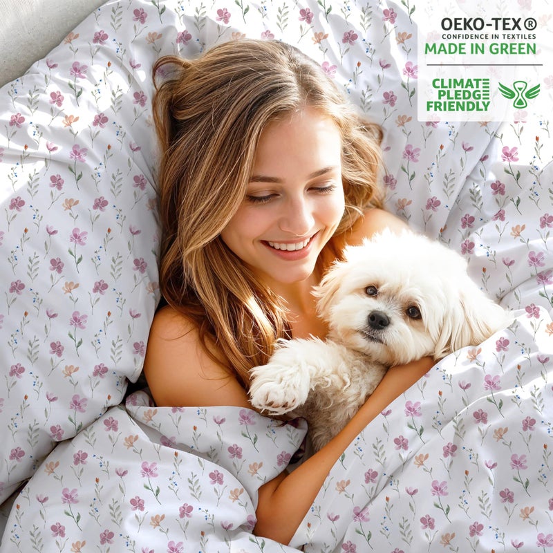 RUVANTI 100% Organic Cotton Sheets Full Size, Percale Weave, GOTS Certified, 4-Piece Set, Deep Pocket 15", Crisp & Breathable, Soft Durable Bedding, SÃ¡banas AlgodÃ³n OrgÃ¡nico â€“ Obsessed Stems - Image 5