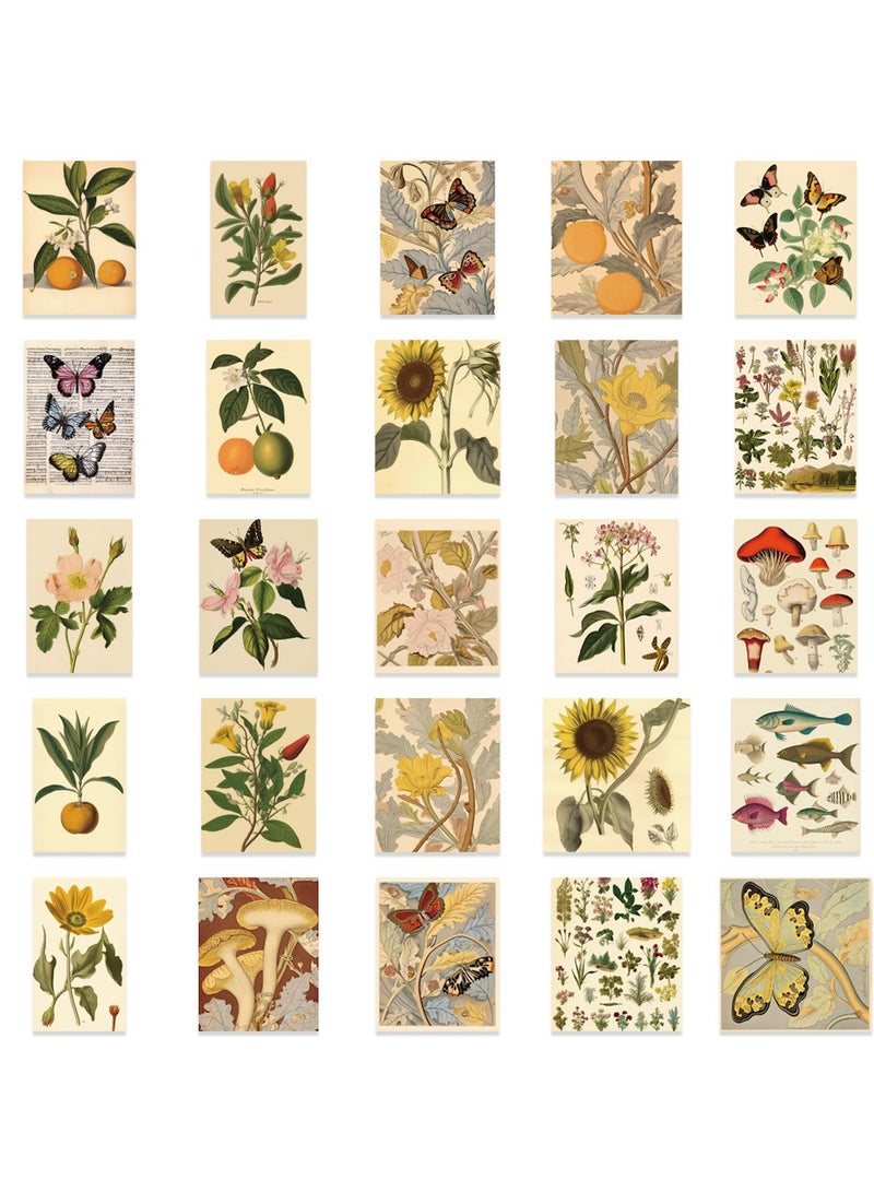 ملصقات نباتية عتيقة على شكل فراشة 100 قطعة ملصقات زهور نباتية لطيفة لأجهزة الكمبيوتر المحمول والتزلج وزجاجة الماء والدفتر والسيارات والهاتف والأمتعة والغيتار وملصقات ريترو مقاومة للماء للمراهقين والبنات والأولاد - Image 3