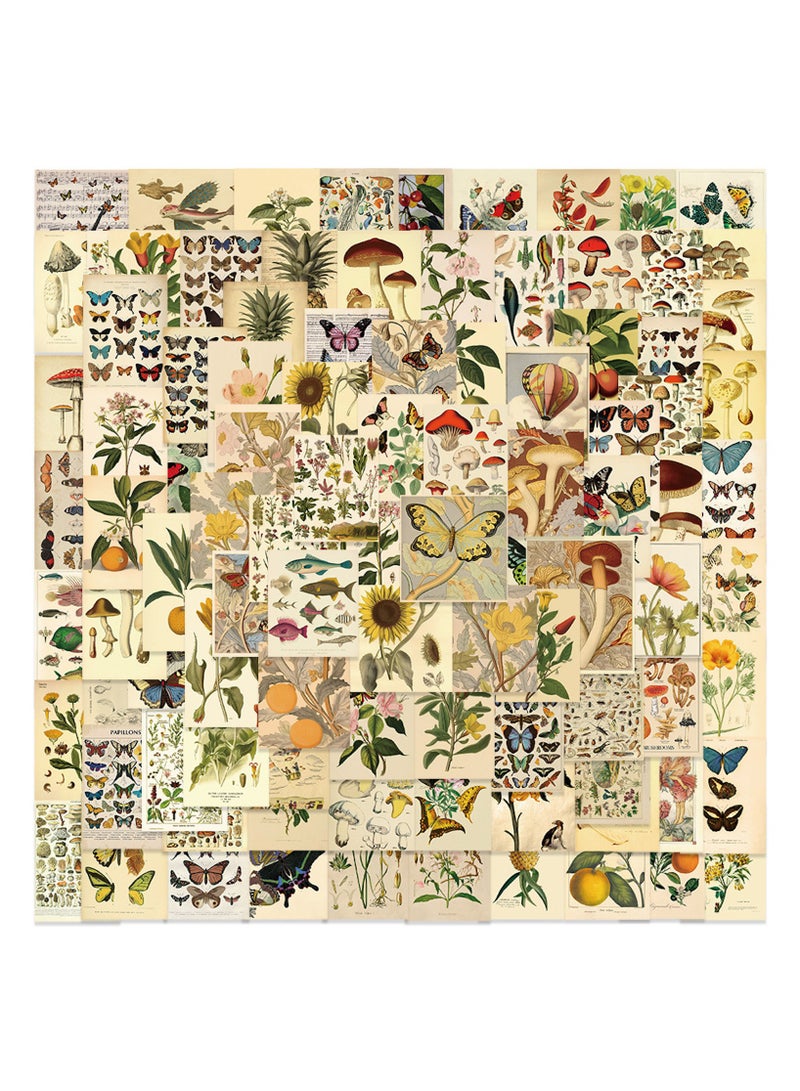 ملصقات نباتية عتيقة على شكل فراشة 100 قطعة ملصقات زهور نباتية لطيفة لأجهزة الكمبيوتر المحمول والتزلج وزجاجة الماء والدفتر والسيارات والهاتف والأمتعة والغيتار وملصقات ريترو مقاومة للماء للمراهقين والبنات والأولاد - Image 1