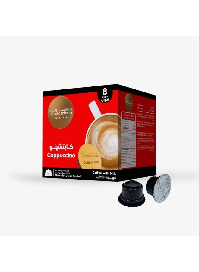 Dallaspresso Cappuccino Capsules 8pcs – Dolce Gusto Compatible, Rich & Creamy Coffee Blend - Image 1