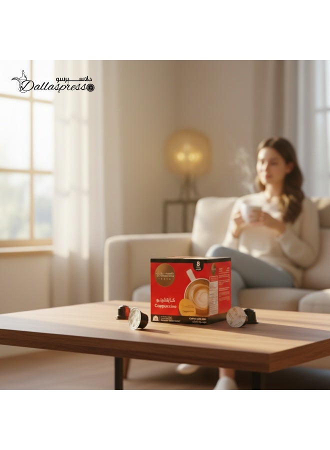 Dallaspresso Cappuccino Capsules 8pcs – Dolce Gusto Compatible, Rich & Creamy Coffee Blend - Image 3